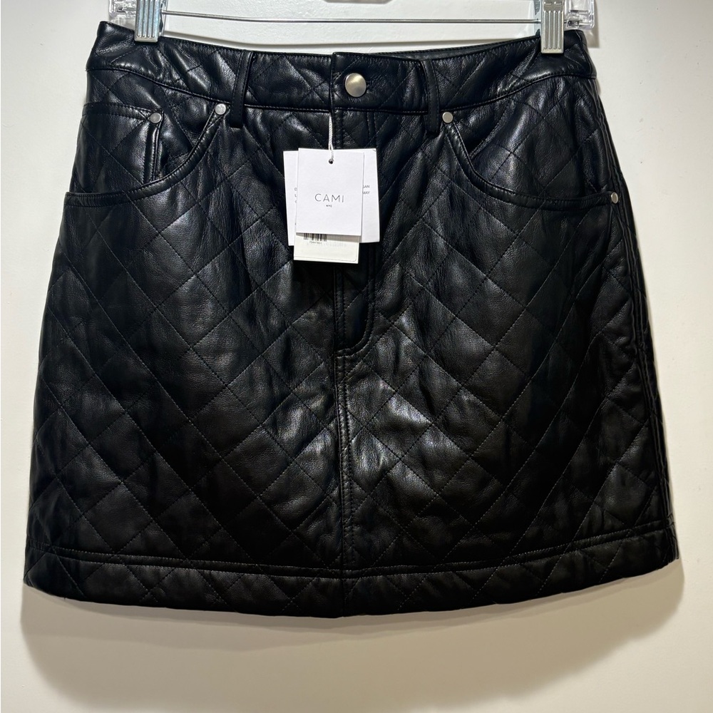 Cami NYC Black Vegan Leather Skirt